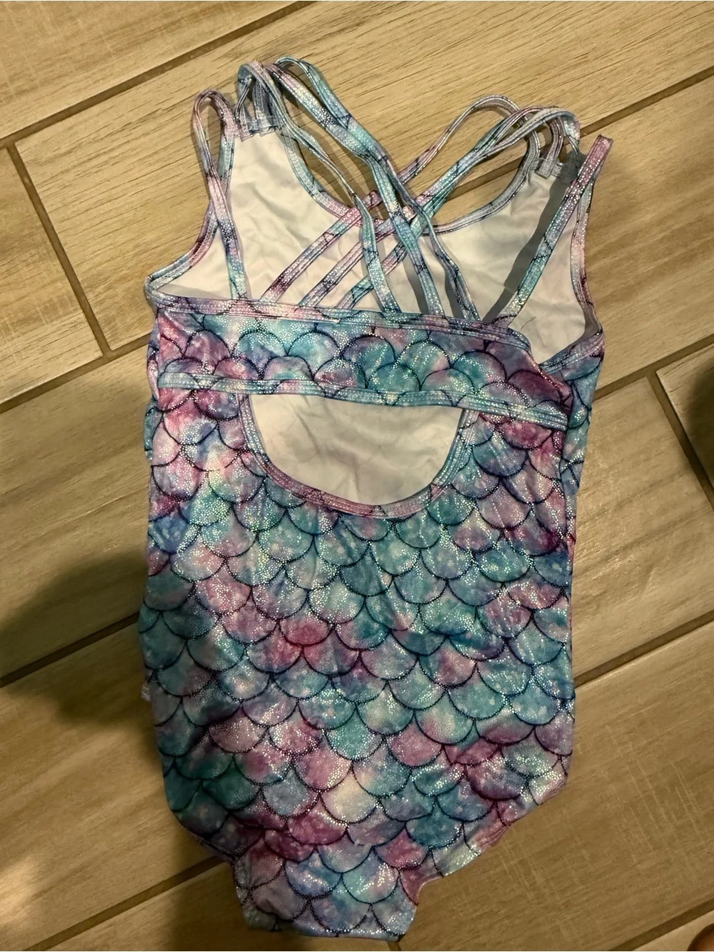 Girls' Shimmer Mermaid Scale Tank One-Piece - Purple & Blue Size Small